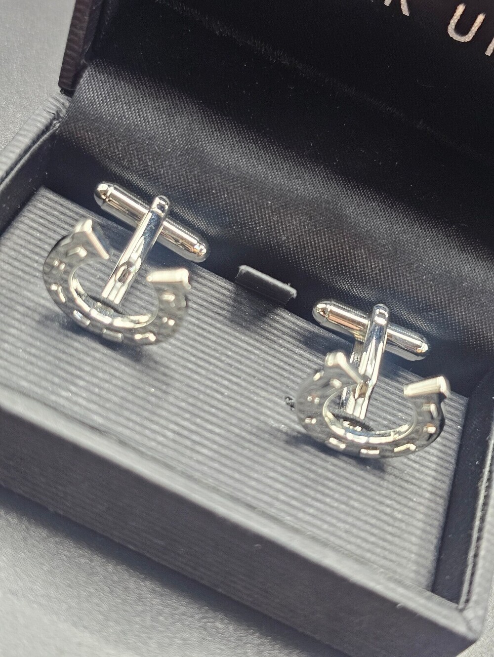 Link Up Silver Horseshoe Cufflinks in Original Box